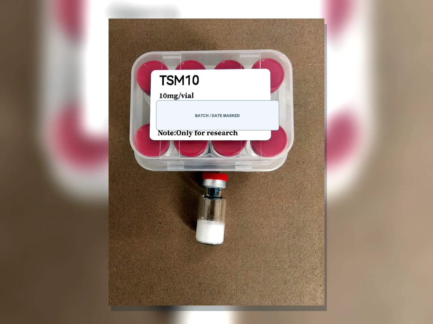 Public preview of TSM10 tray and vial packaging with batch and date fields masked